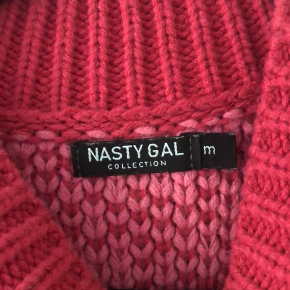 Nasty Gal Collection Pink Checkered Sweater - Picture 2 of 2